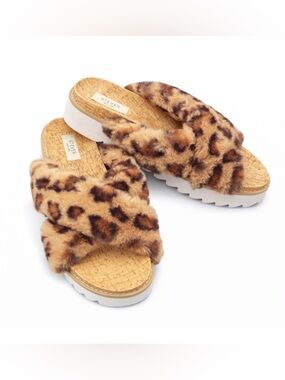 Slip-On Platform Leopard Print Sandals Slippers Size 8.5